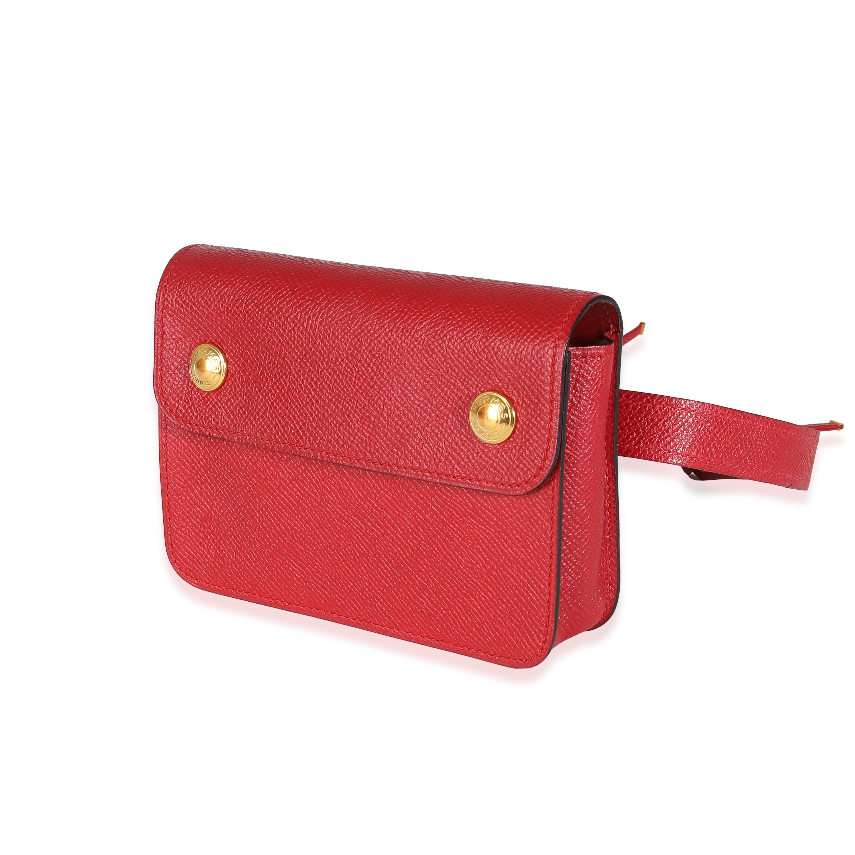 Hermès Rouge Vif Courchevel Pochette Belt Bag GHW In Excellent Condition For Sale In New York, NY