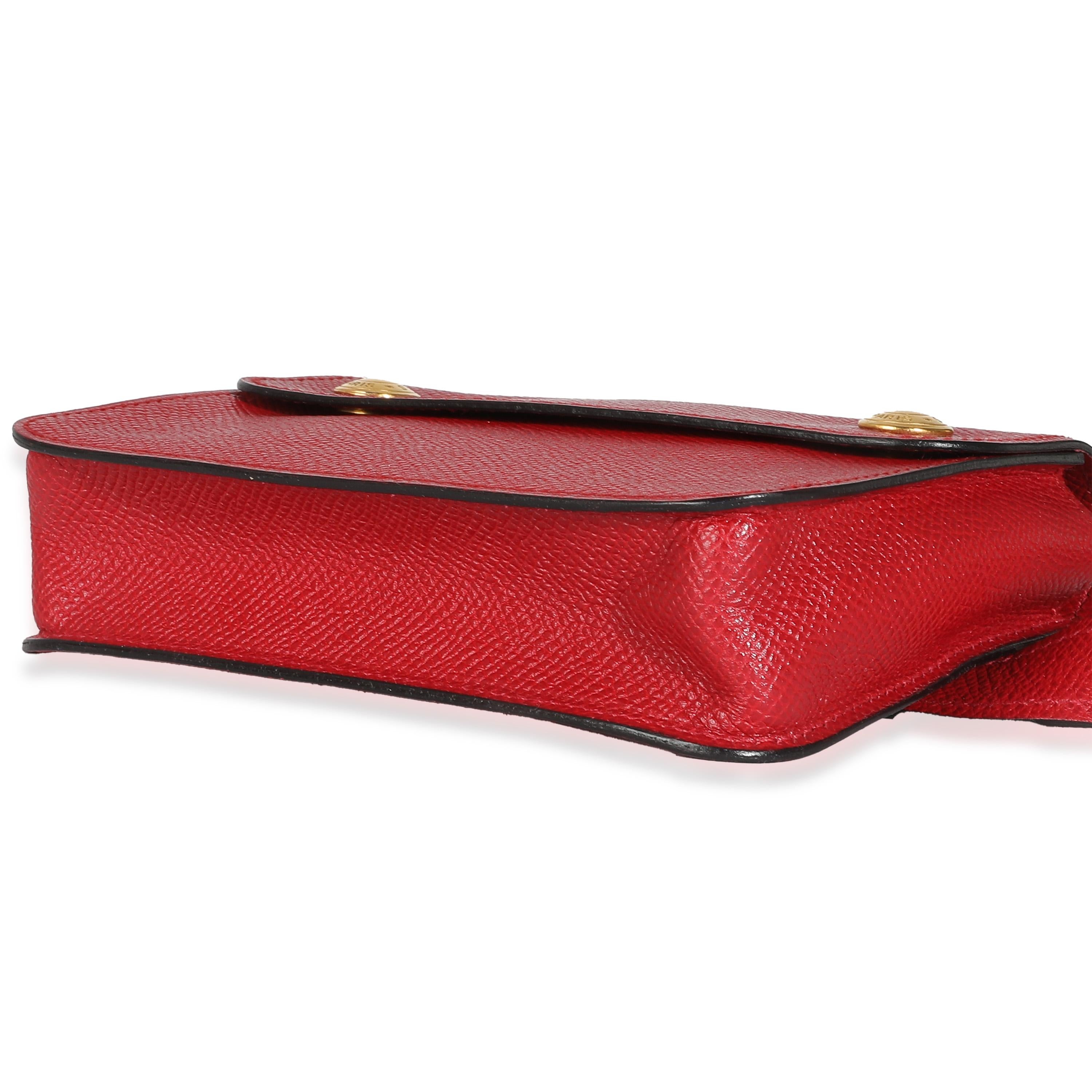 Women's Hermès Rouge Vif Courchevel Pochette Belt Bag GHW For Sale