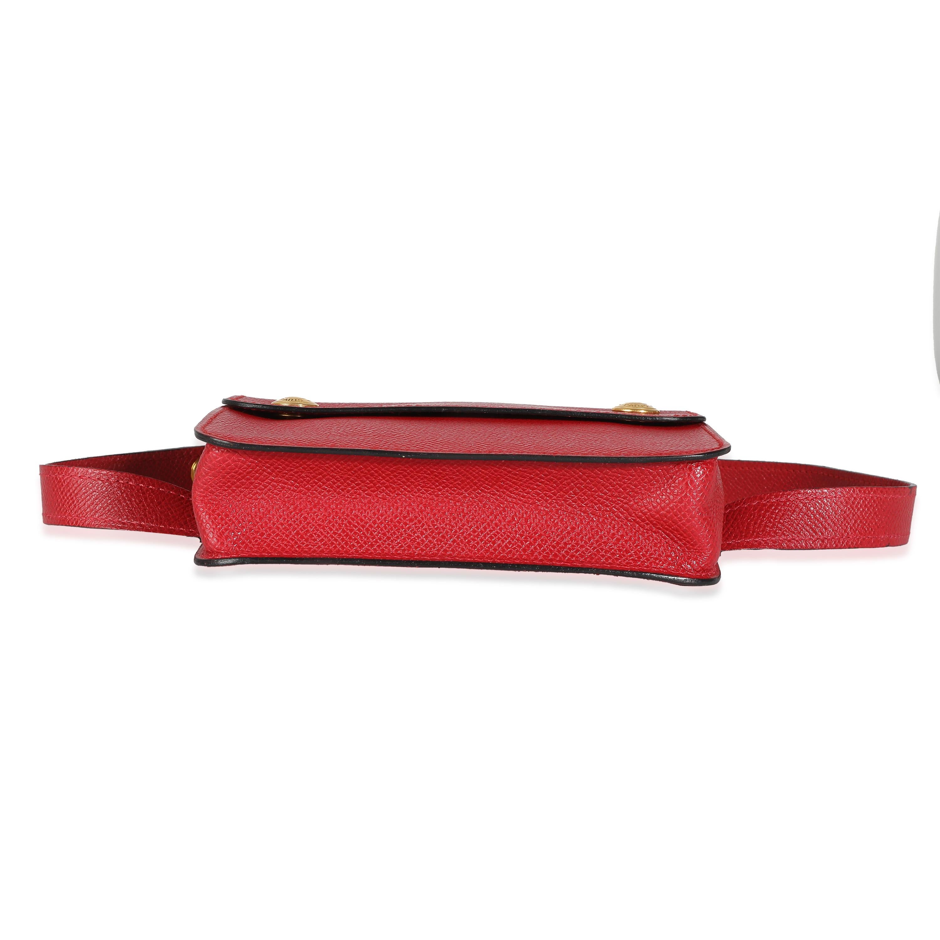 Hermès Rouge Vif Courchevel Pochette Belt Bag GHW For Sale 2