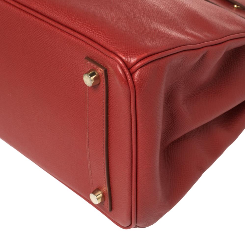 Hermes Rouge Vif Epsom Leather Gold Hardware HAC Birkin 32 Bag 5