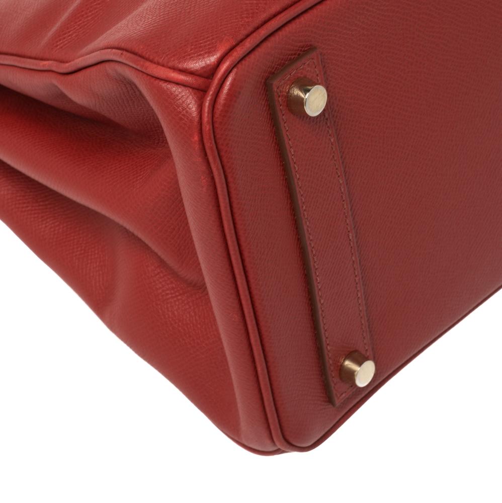 Hermes Rouge Vif Epsom Leather Gold Hardware HAC Birkin 32 Bag 8