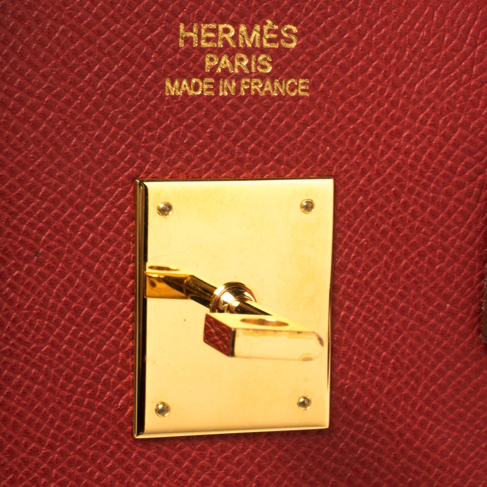 Hermes Rouge Vif Epsom Leather Gold Hardware HAC Birkin 32 Bag 1
