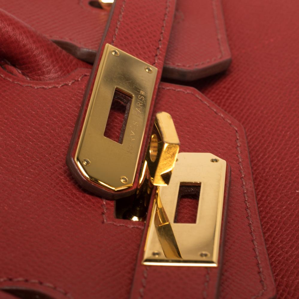 Hermes Rouge Vif Epsom Leather Gold Hardware HAC Birkin 32 Bag 2