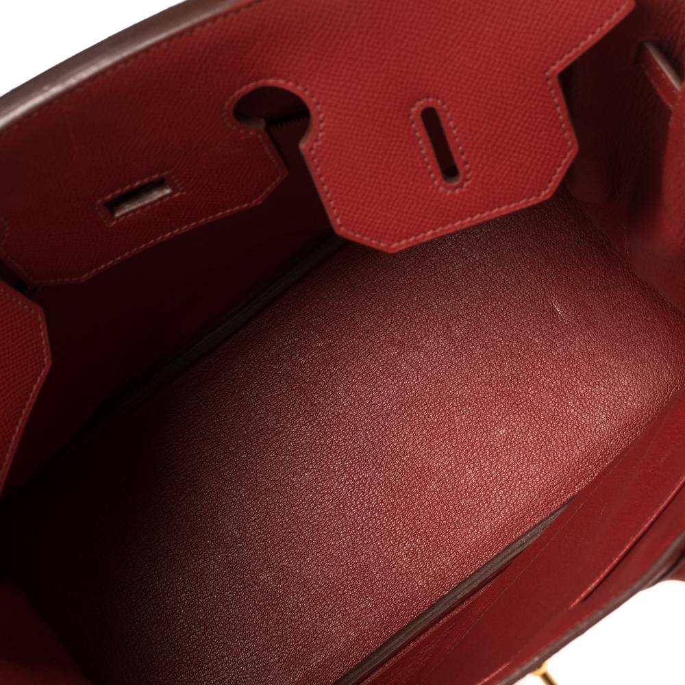 Hermes Rouge Vif Epsom Leather Gold Hardware HAC Birkin 32 Bag 4