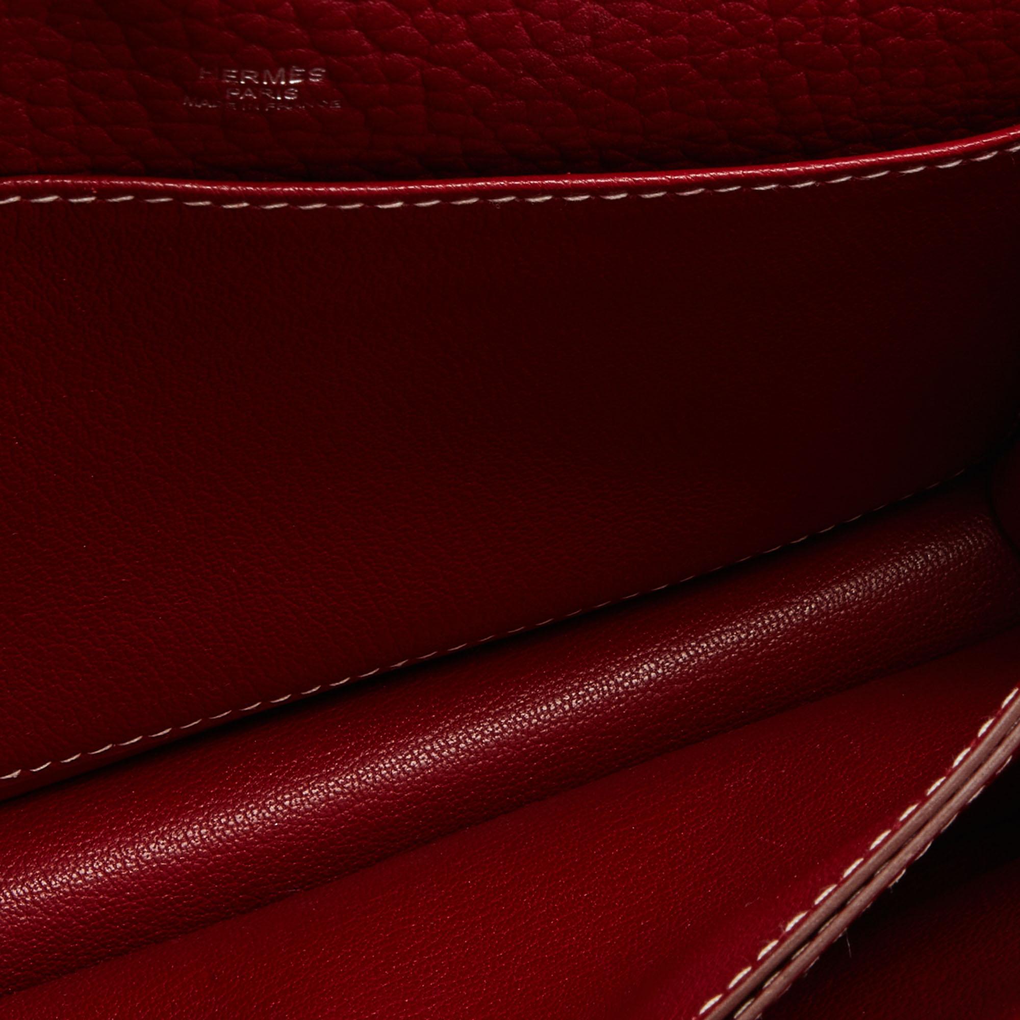 Hermes Rouge Vif Fjord Leather Roulis 23 Shoulder Bag 3