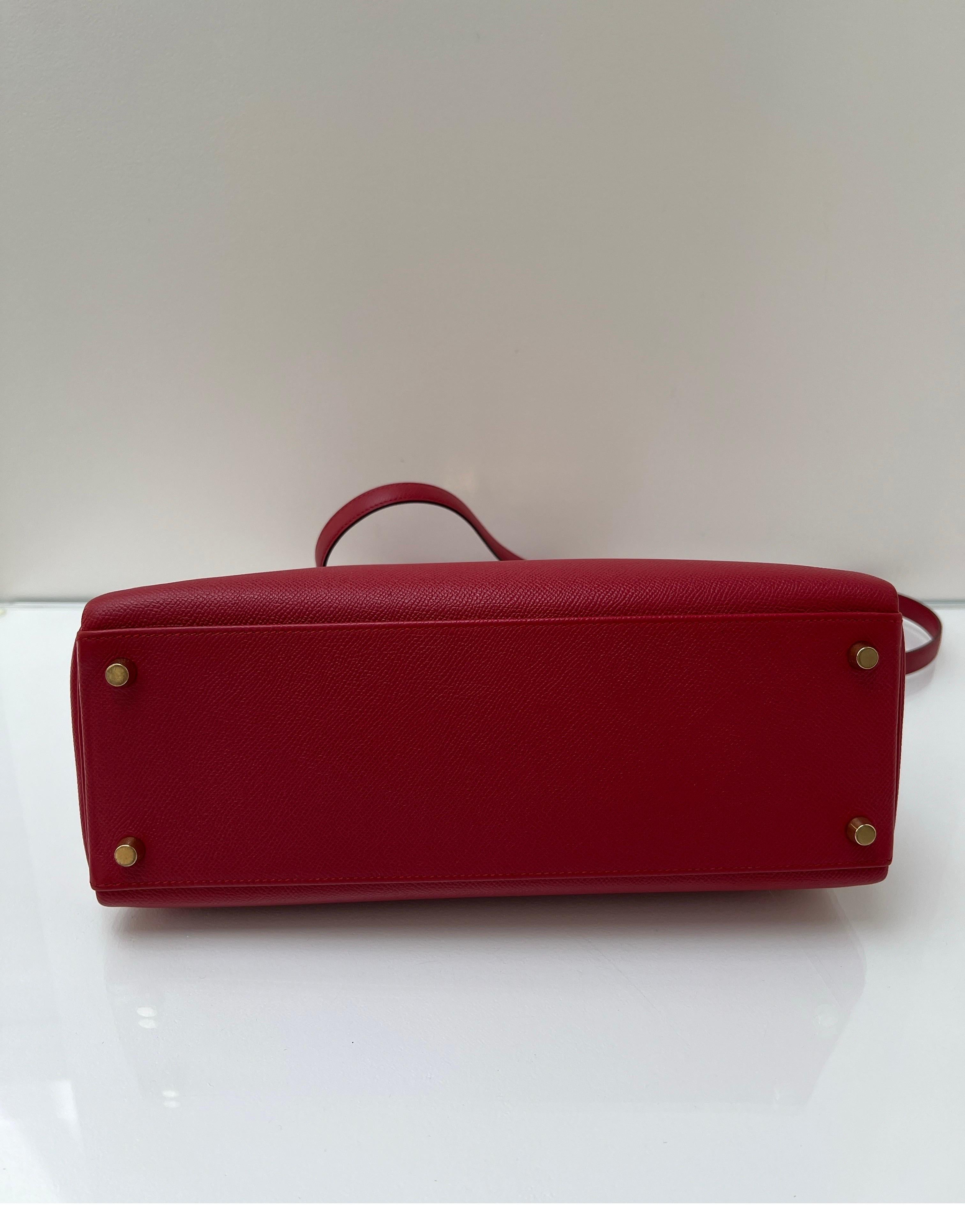 Hermes Rouge Vif Kelly 32 Bag 5