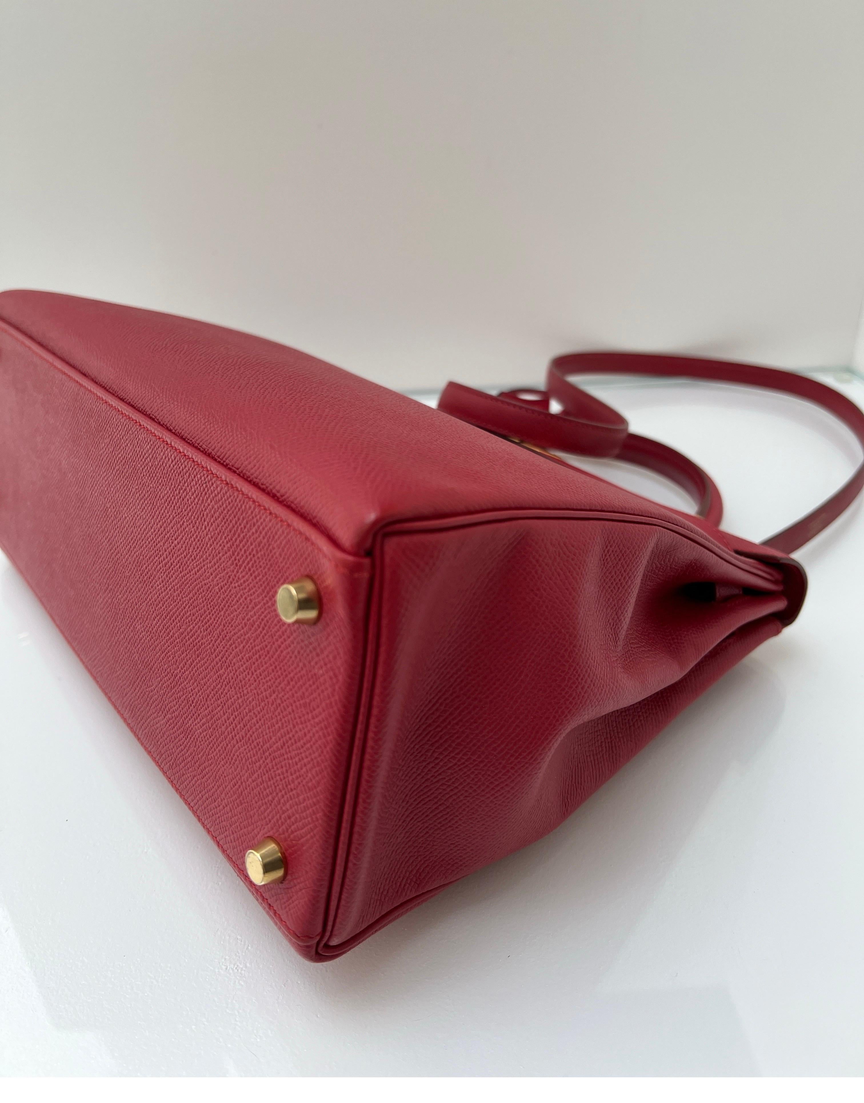 Hermes Rouge Vif Kelly 32 Bag 7