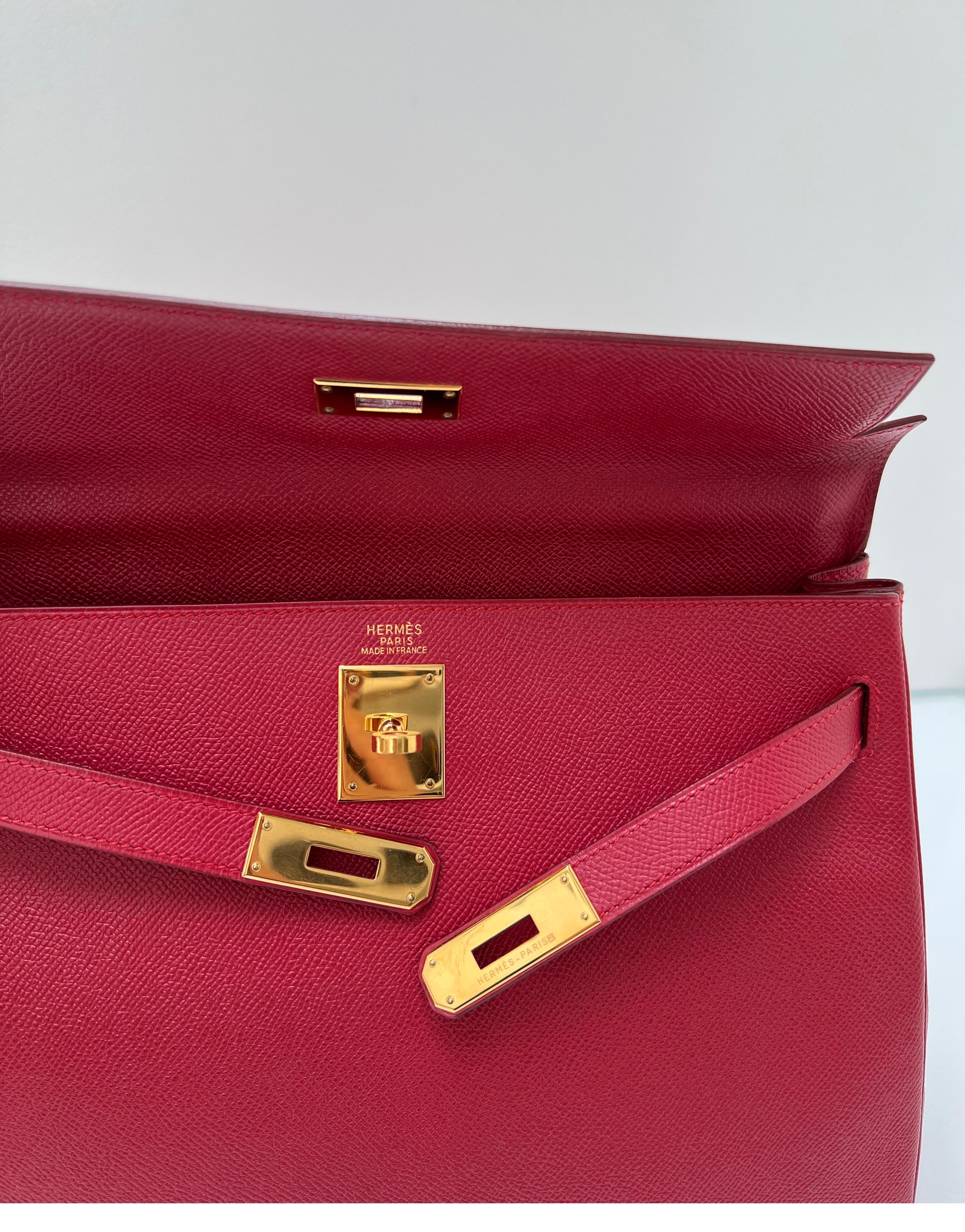 Hermes Rouge Vif Kelly 32 Bag 9