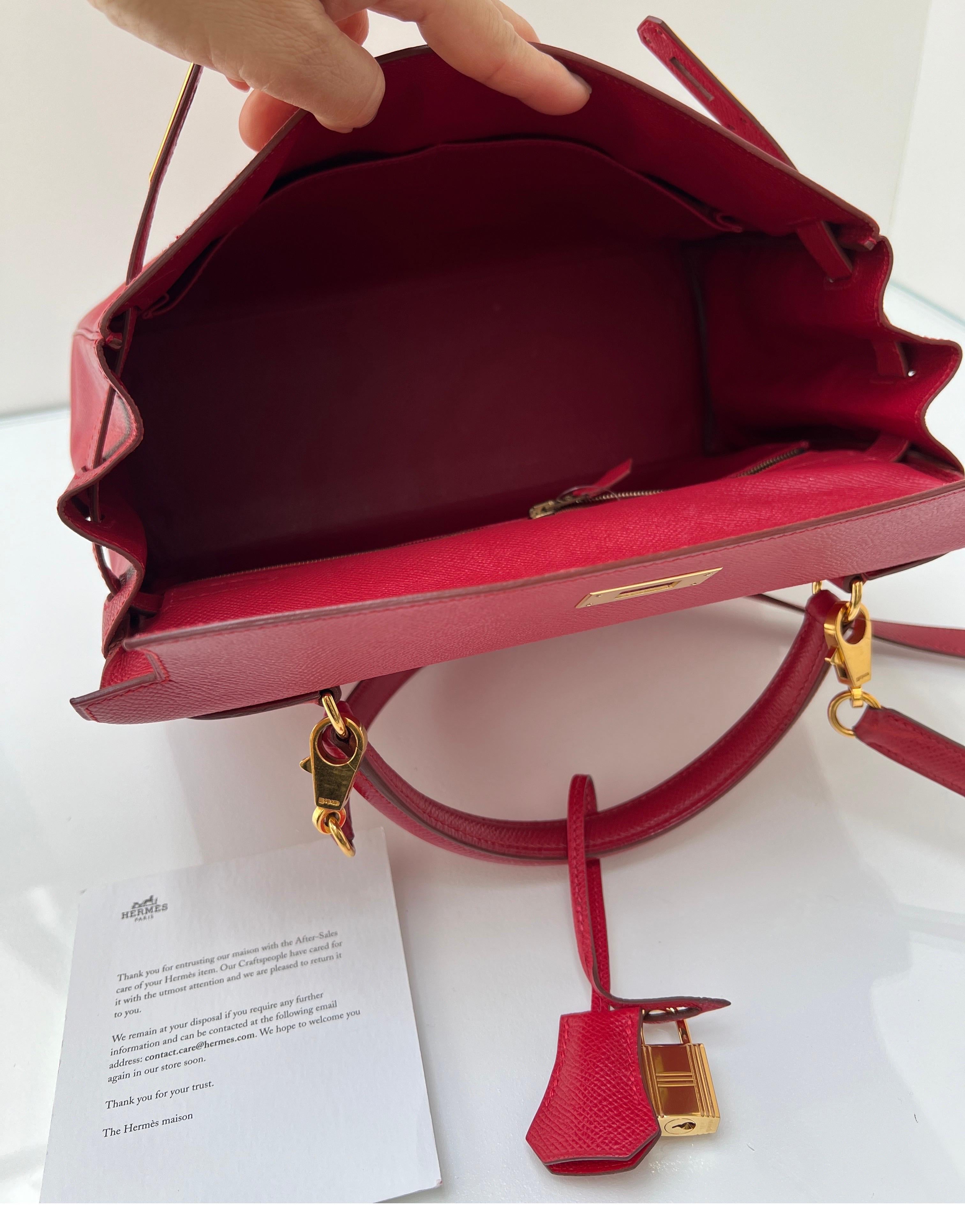 Hermes Rouge Vif Kelly 32 Bag 10
