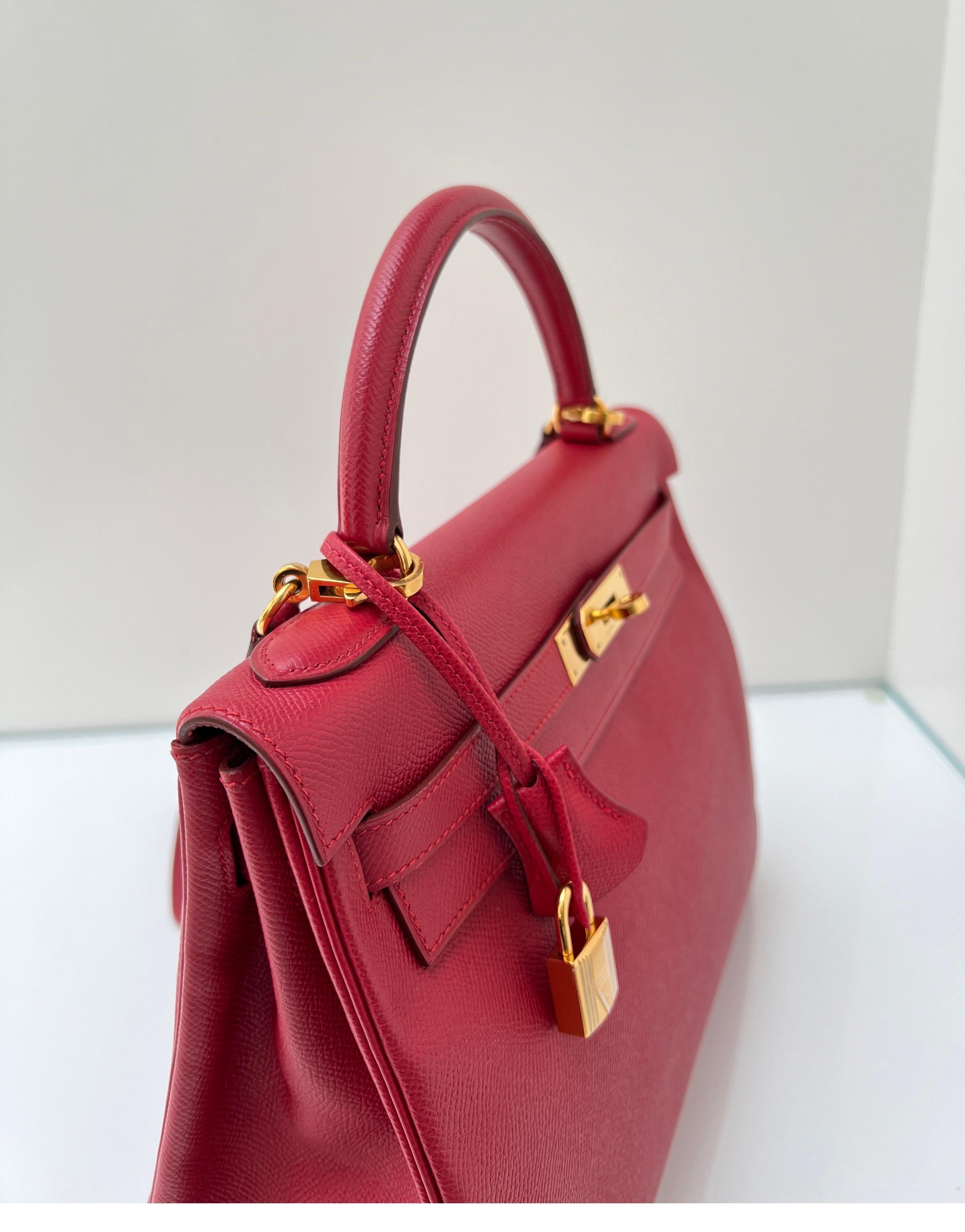 Hermes Rouge Vif Kelly 32 Bag 15
