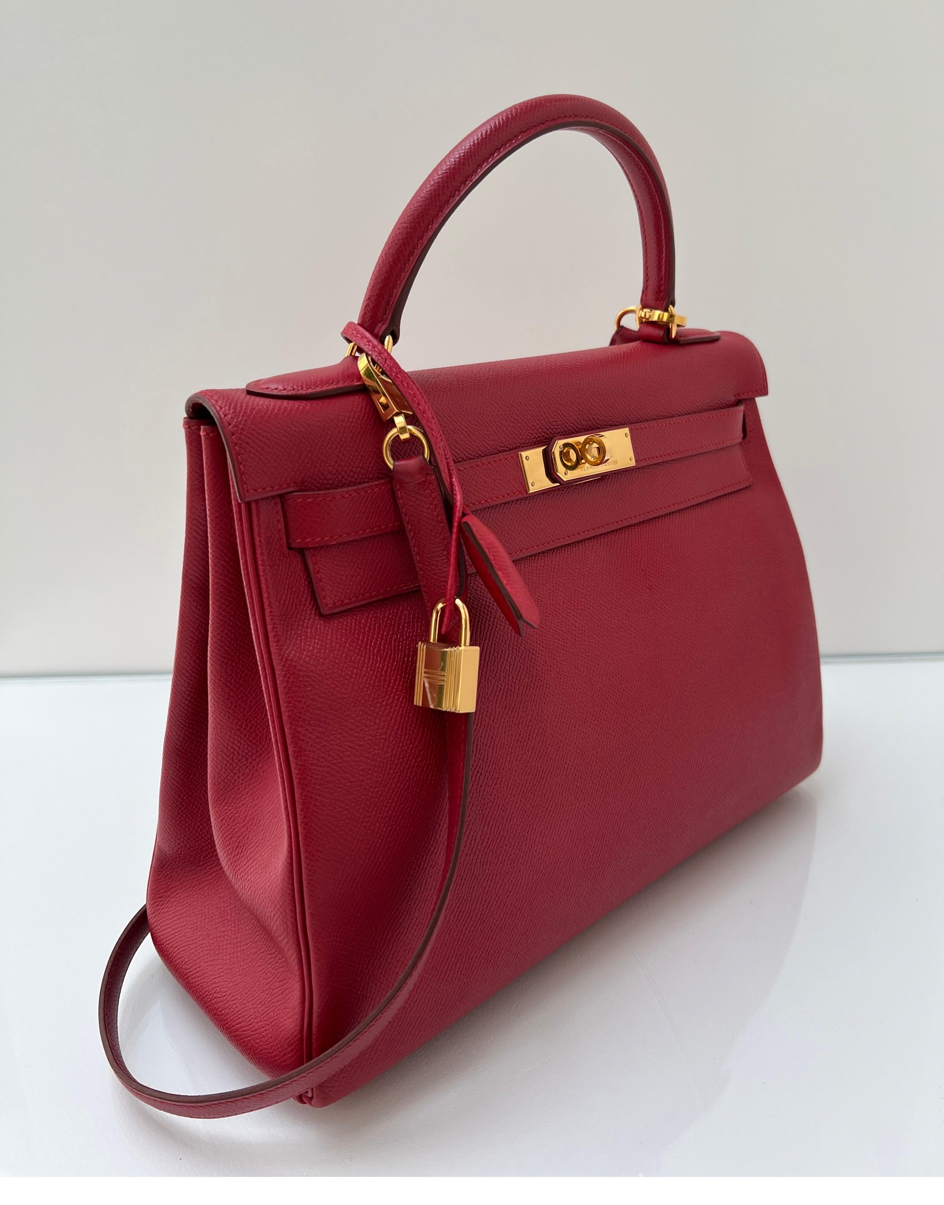 Red Hermes Rouge Vif Kelly 32 Bag