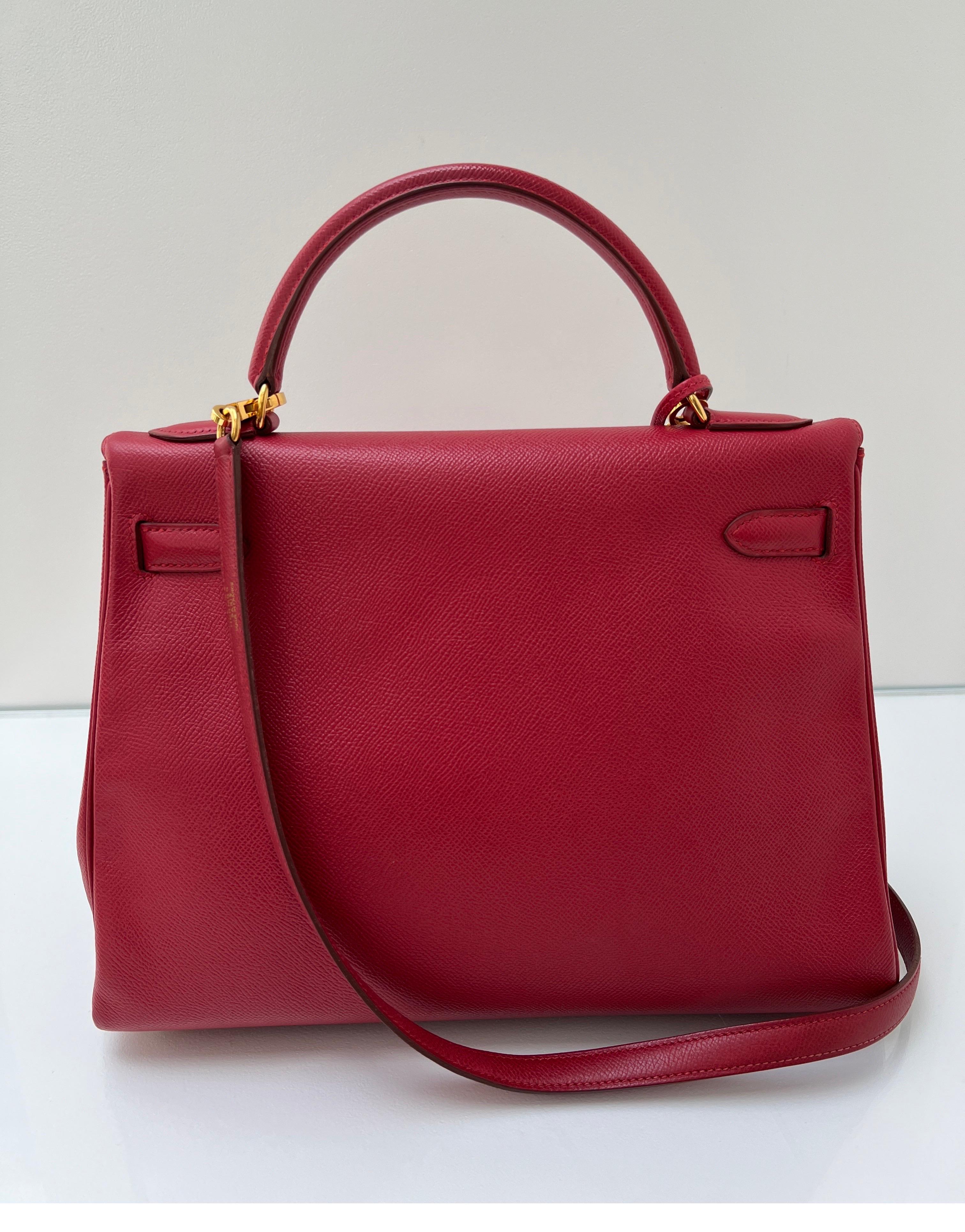 Hermes Rouge Vif Kelly 32 Bag 1