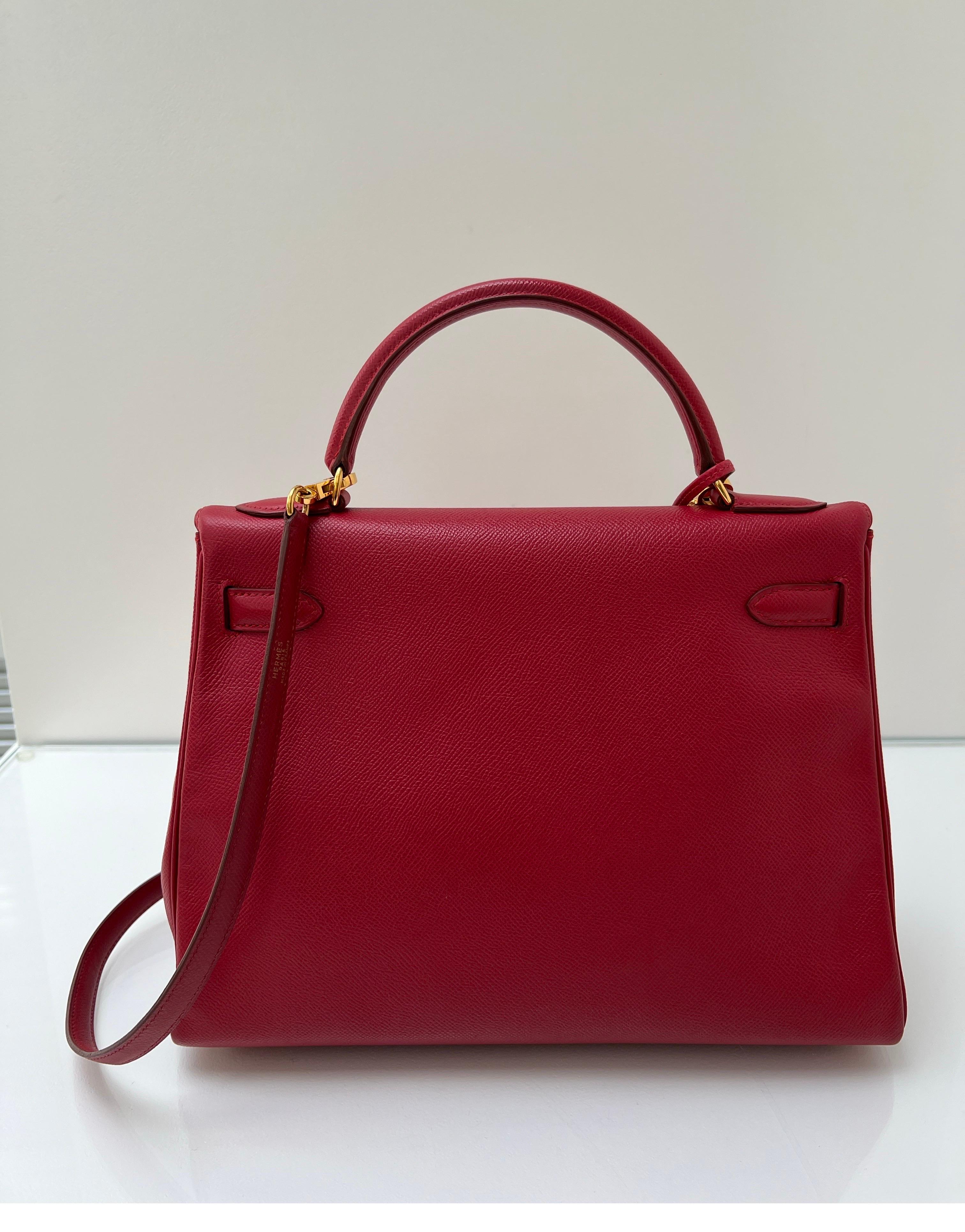Hermes Rouge Vif Kelly 32 Bag 2