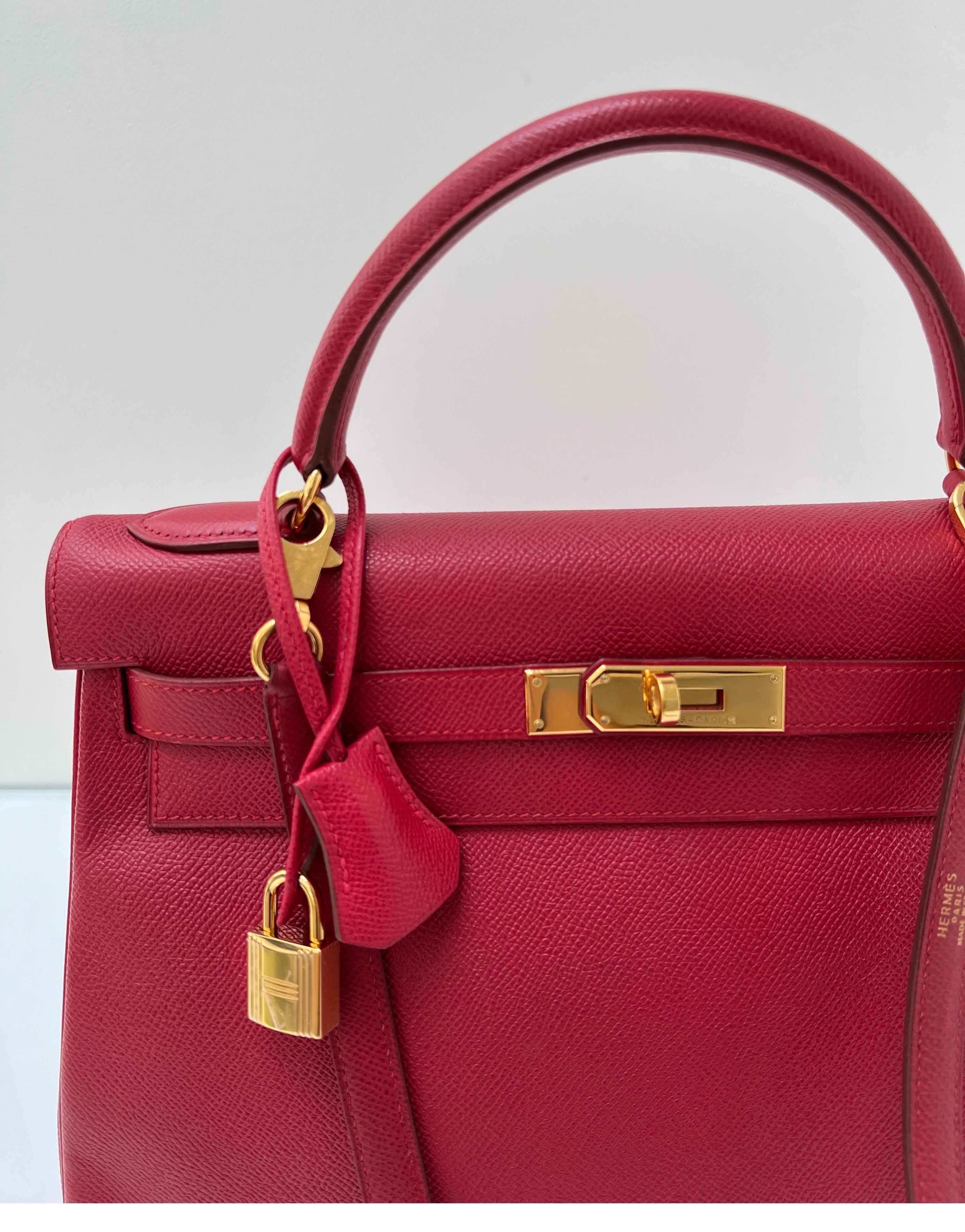 Hermes Rouge Vif Kelly 32 Bag 4