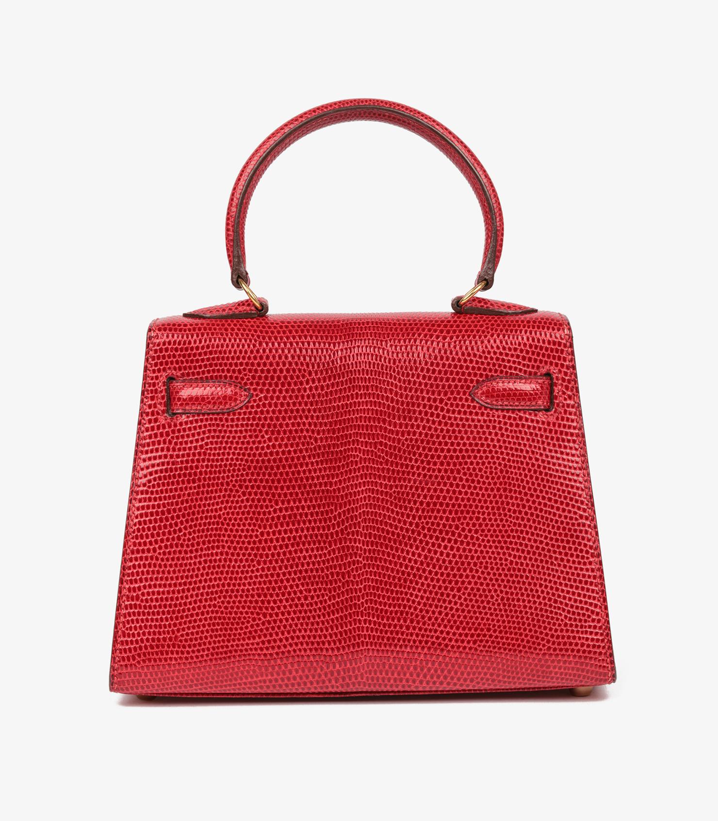 Hermès Rouge Vif Lizard Leather Vintage Kelly 20cm en vente 2