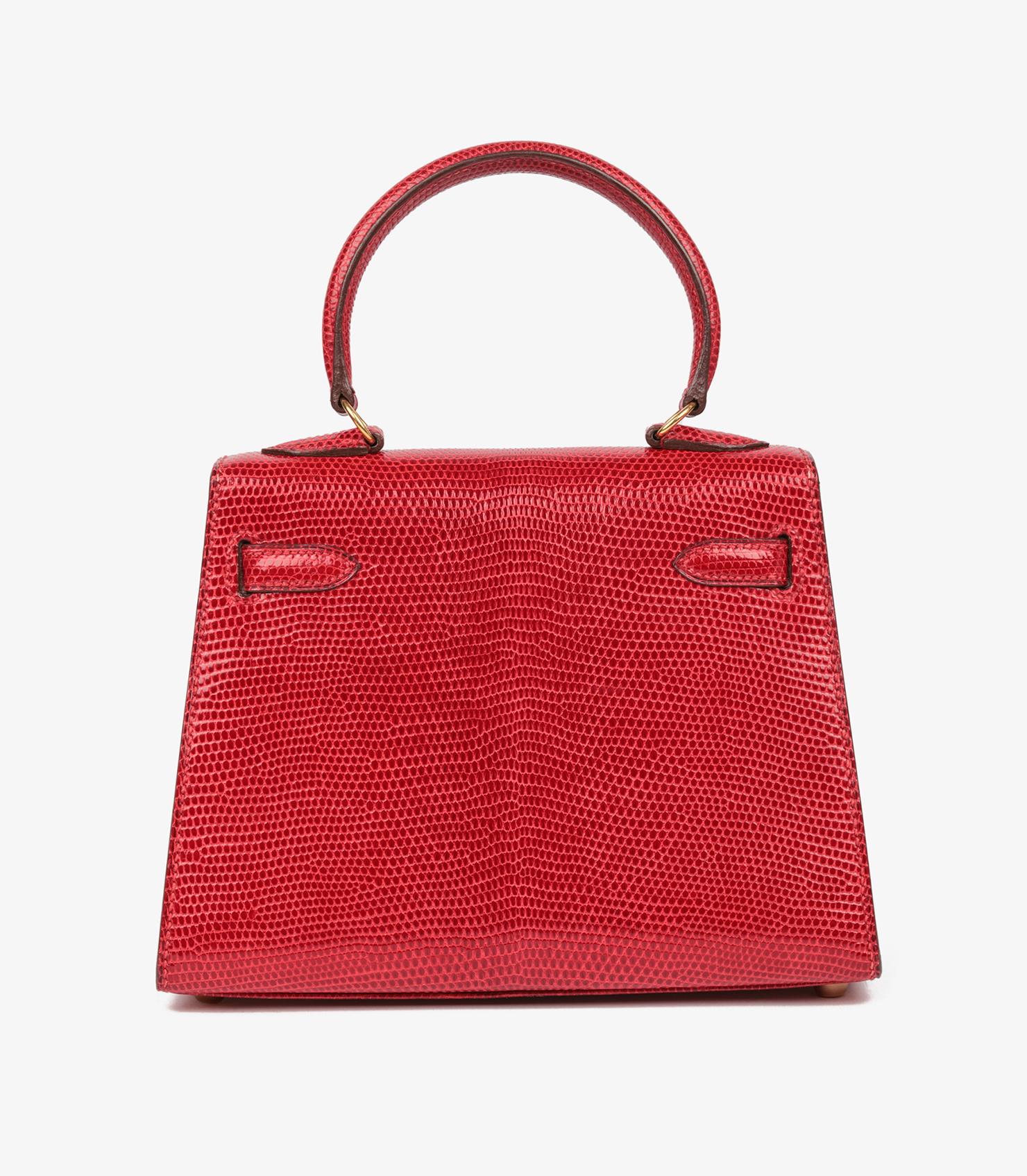 Hermès Rouge Vif Lizard Leather Vintage Kelly 20cm en venta 1