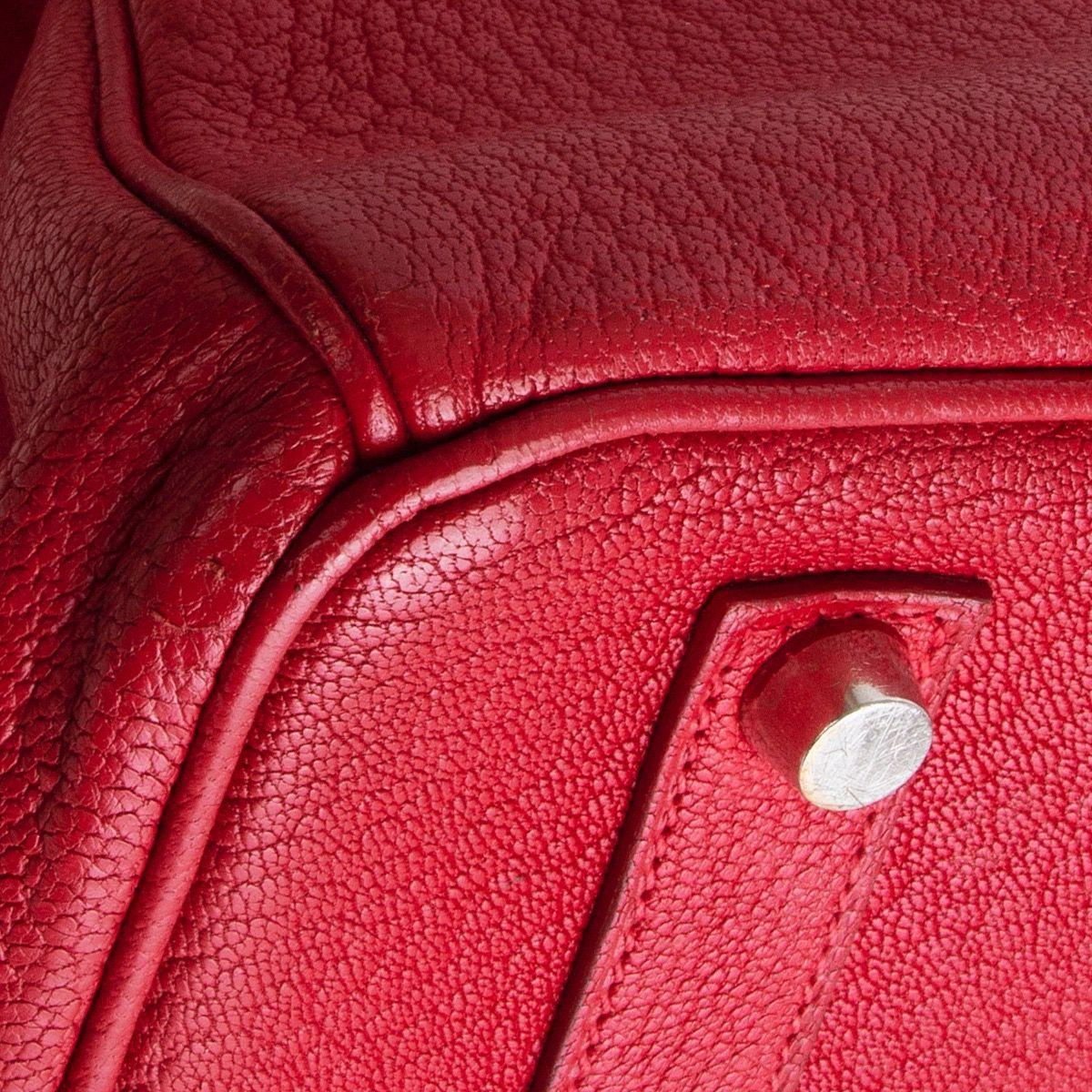 HERMES Rouge Vif red Chevre Coromandel BIRKIN 35 Tote Bag 5