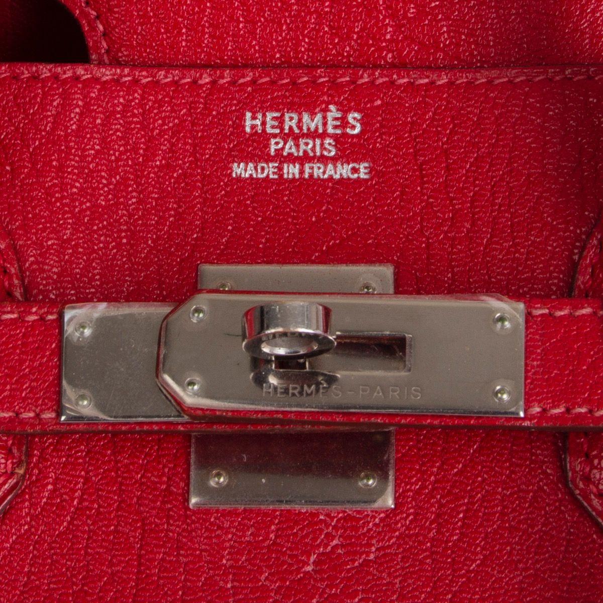 HERMES Rouge Vif red Chevre Coromandel BIRKIN 35 Tote Bag 1