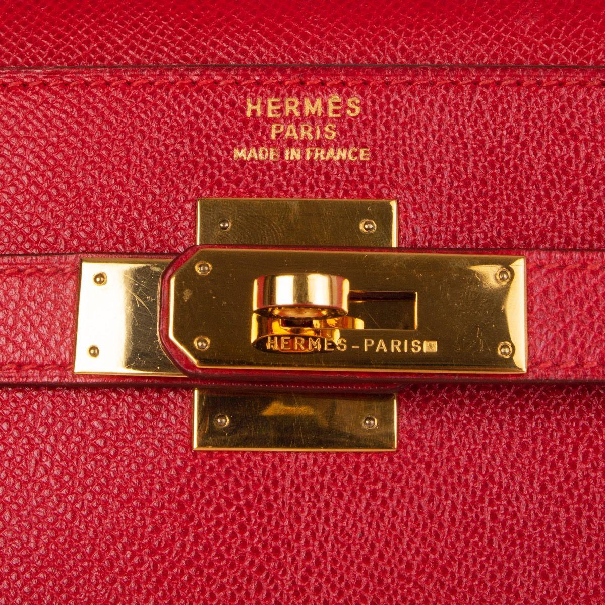 HERMES Rouge Vif red leather KELLY 35 SELLIER Bag 1
