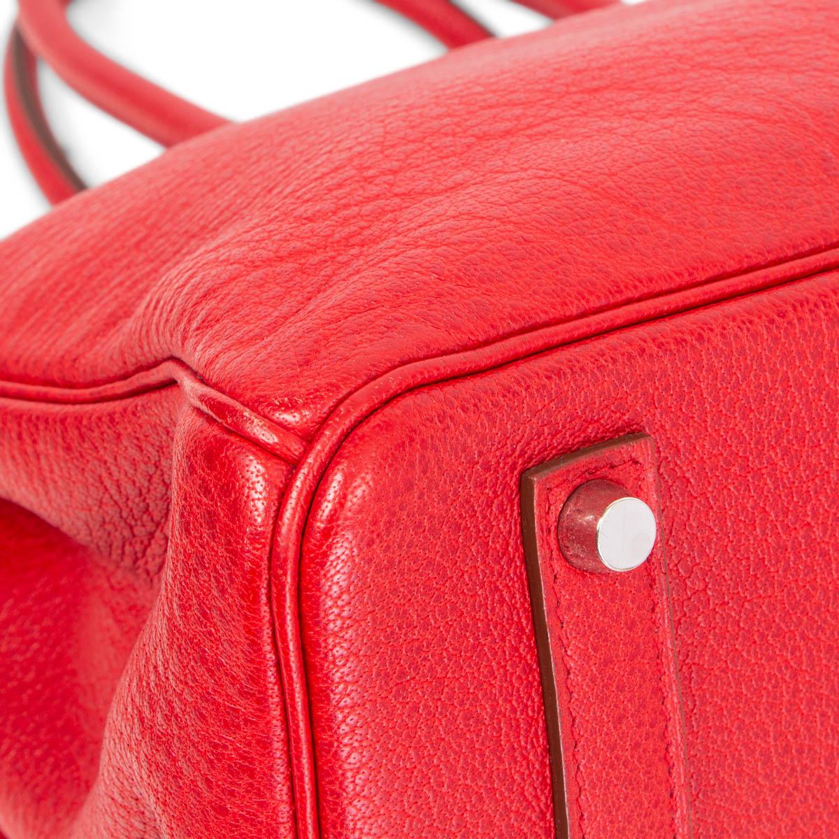 HERMES Rouge Vif rote BIRKIN 35 Tasche aus Leder mit Riemen Palladium im Angebot 6