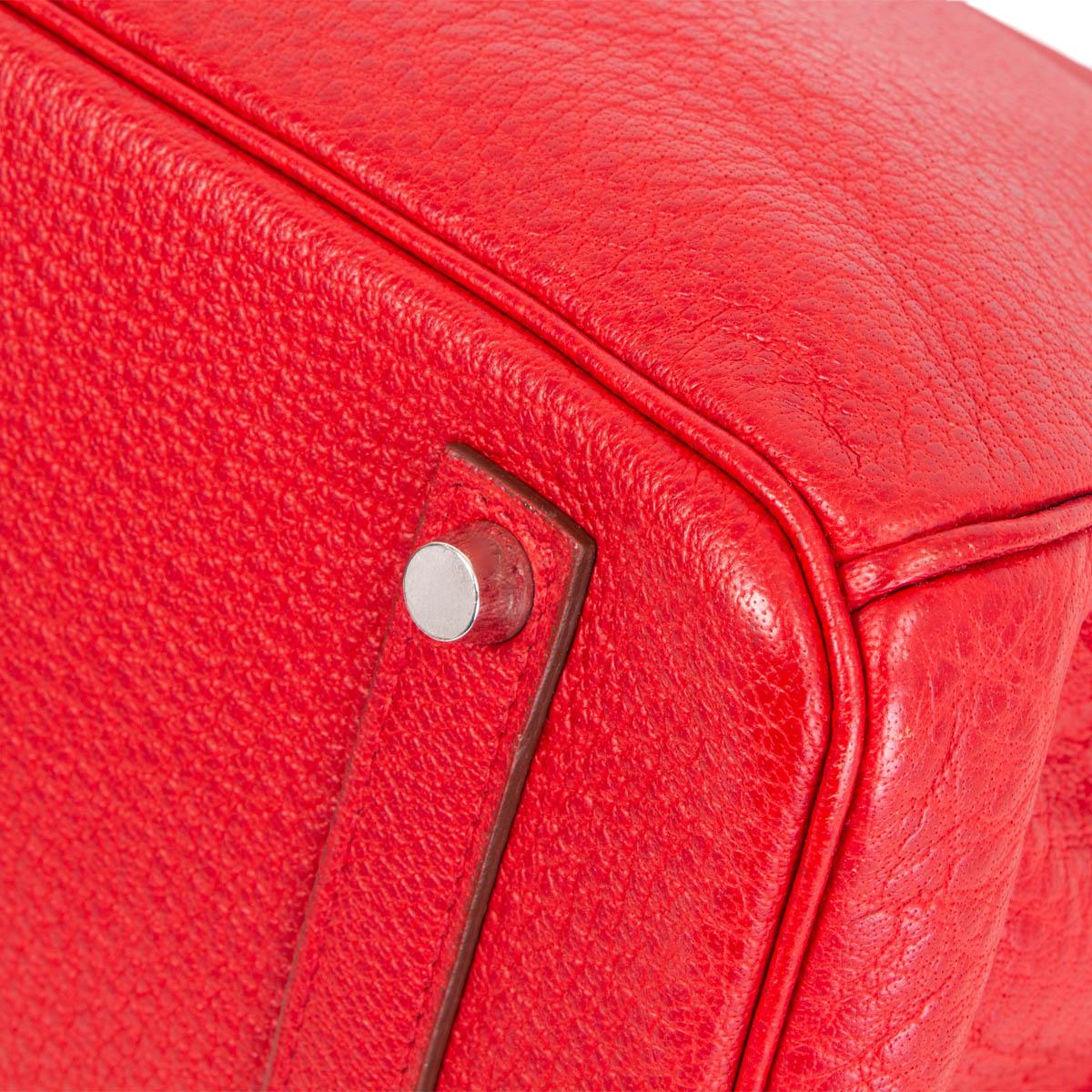 HERMES Rouge Vif red Skipper leather BIRKIN 35 Bag Palladium For Sale 7