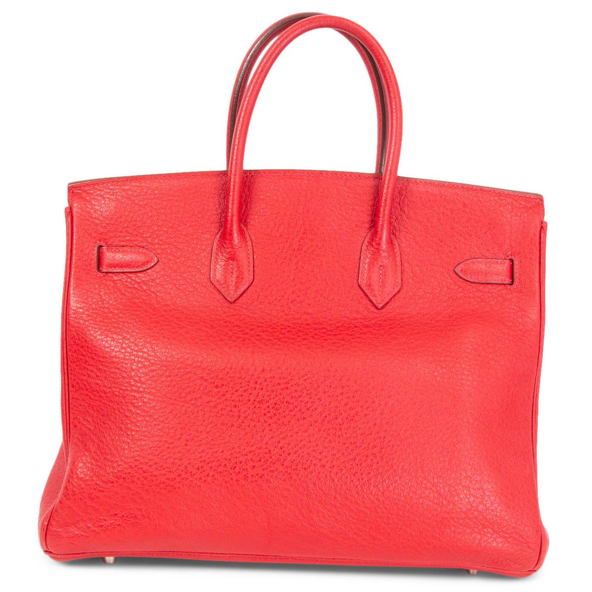 Red HERMES Rouge Vif red Skipper leather BIRKIN 35 Bag Palladium For Sale