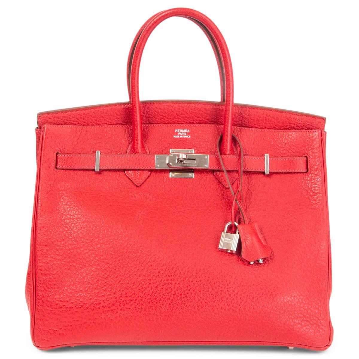 HERMES Rouge Vif red Skipper leather BIRKIN 35 Bag Palladium For Sale 1