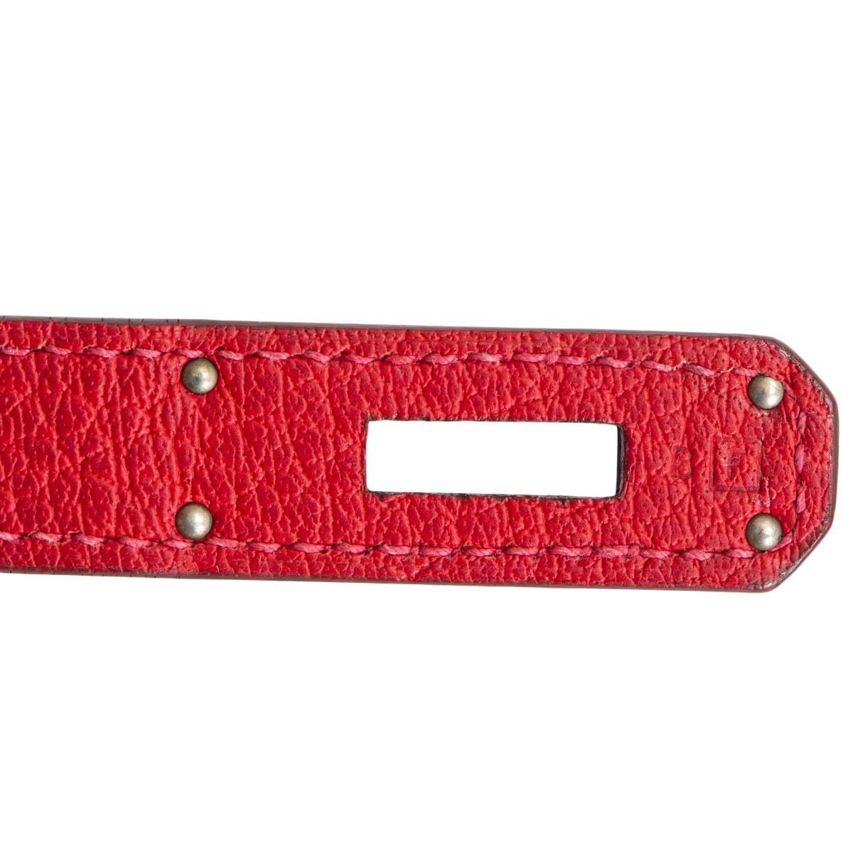 HERMES Rouge Vif red Skipper leather BIRKIN 35 Bag Palladium For Sale 3