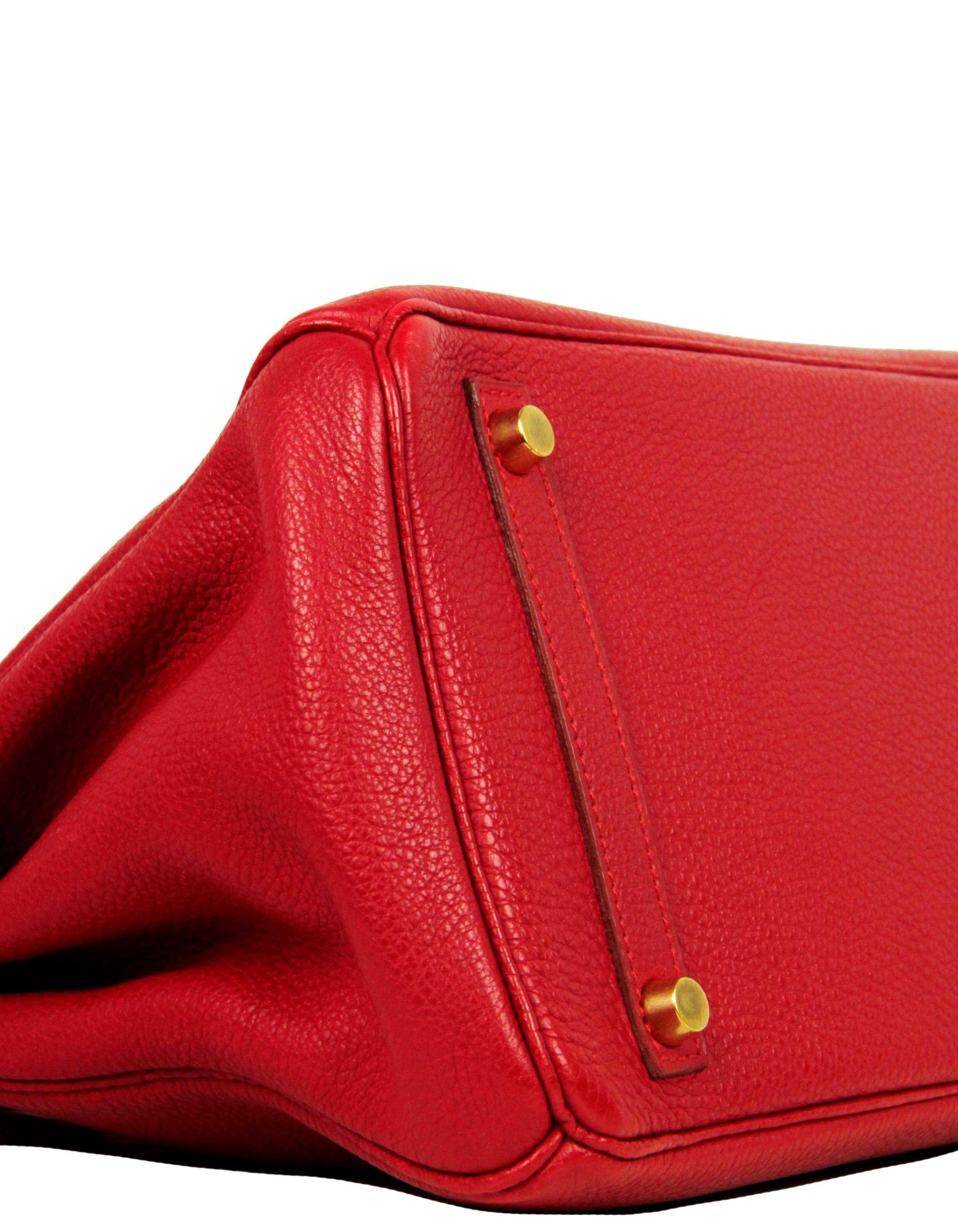 Hermes Rouge Vif Red Togo Leather 30cm Birkin Bag GHW In Good Condition In New York, NY