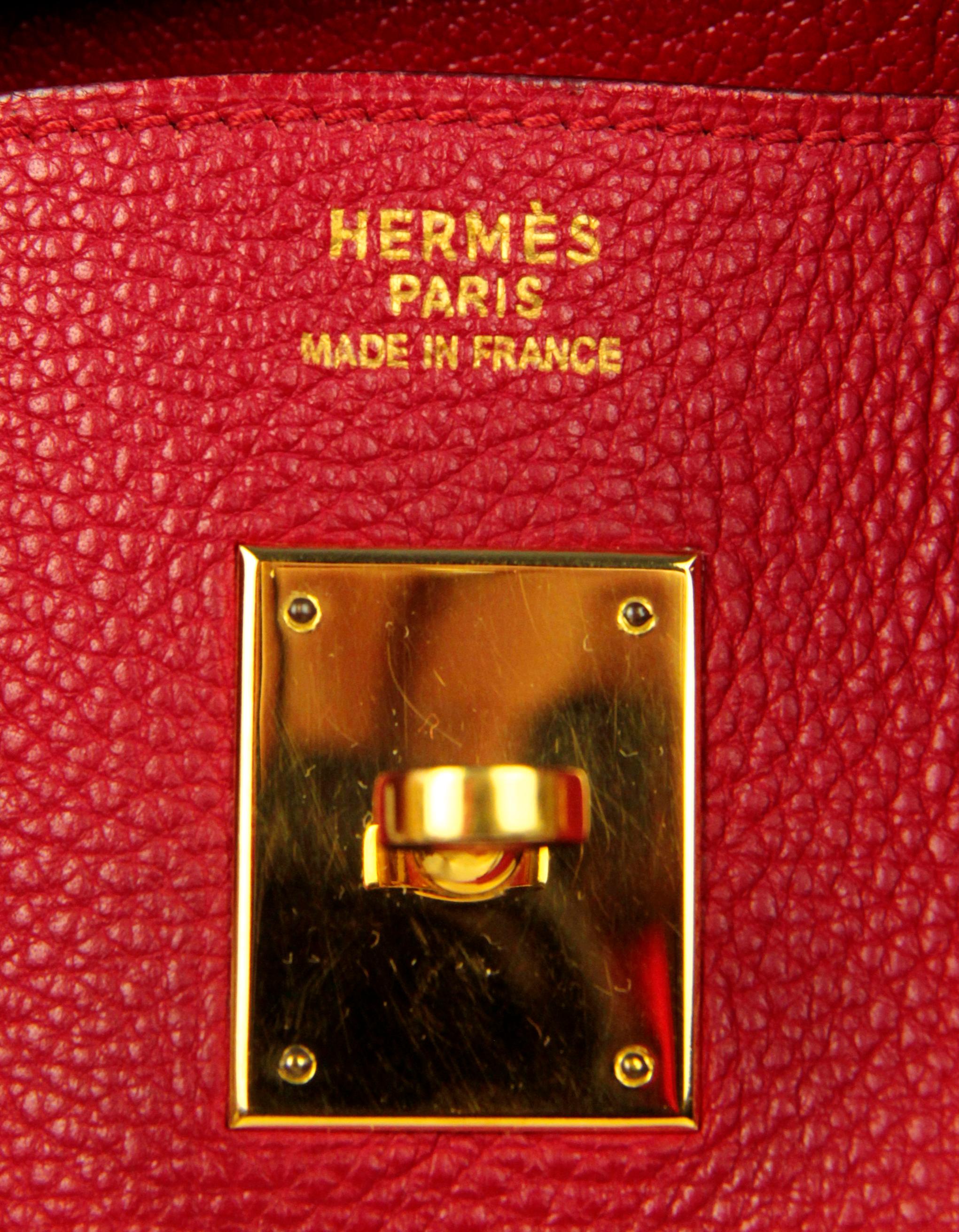 Hermes Rouge Vif Red Togo Leather 30cm Birkin Bag GHW 2