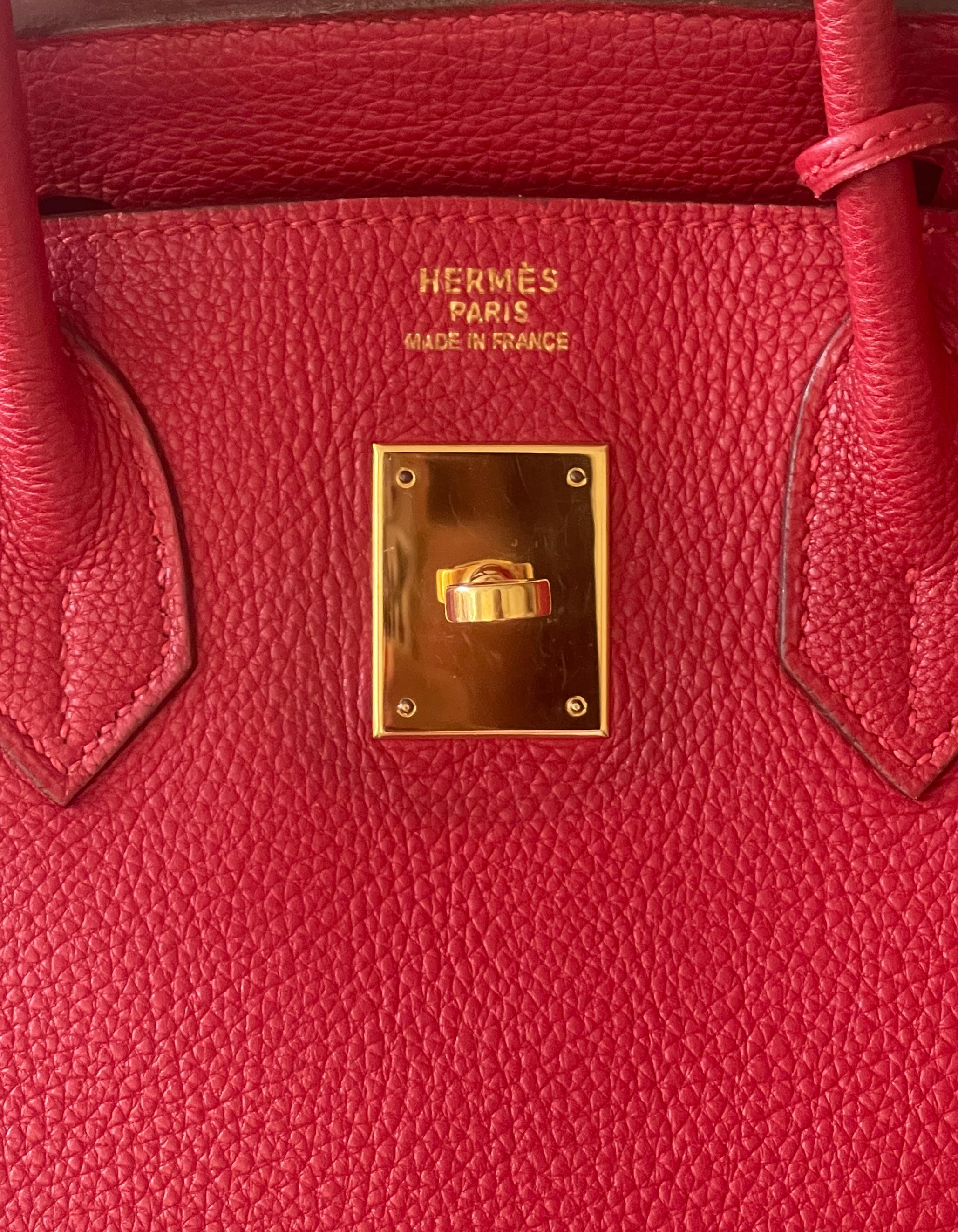 Hermes Rouge Vif Red Togo Leather 30cm Birkin Bag GHW 3