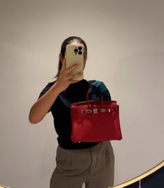 Hermès Rouge Vif & Rouge Grenat Togo Leather Verso Birkin 25cm Retourne