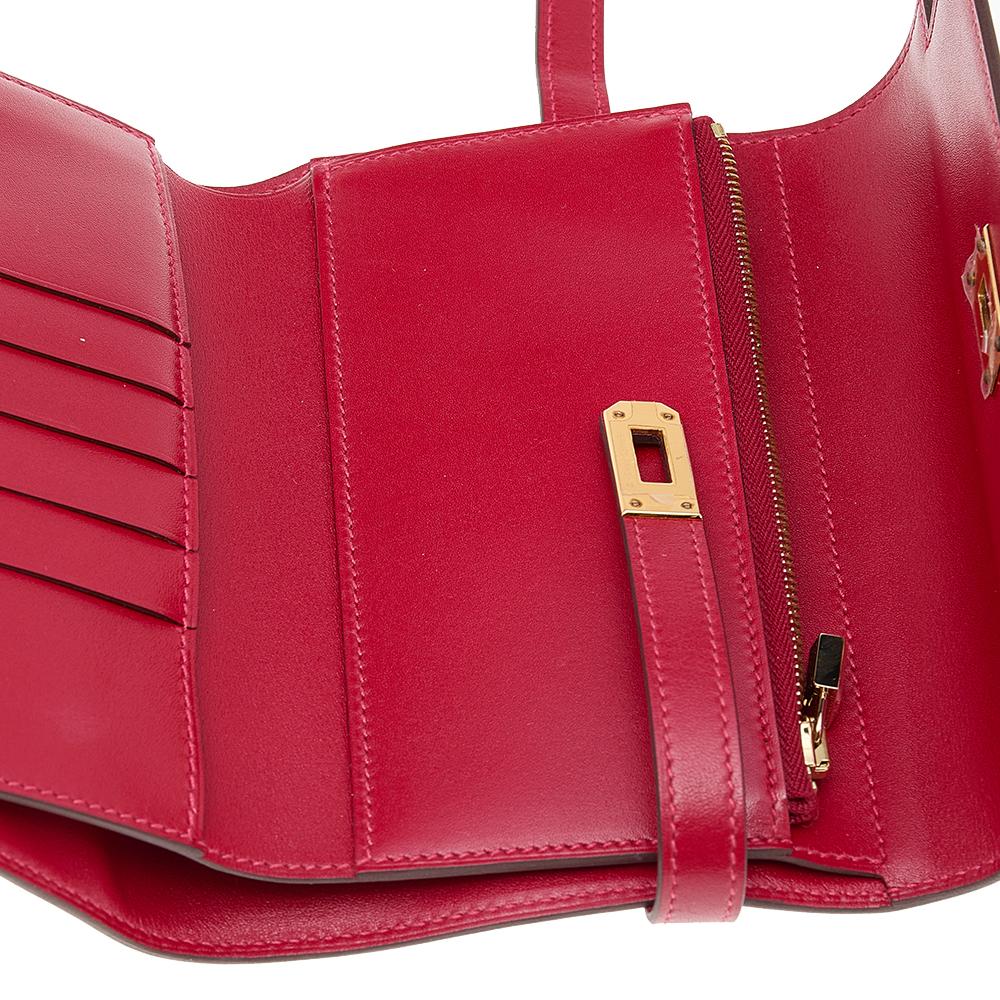 Hermes Rouge Vif Tadelakt Leather Kelly Depliant Medium Wallet 7