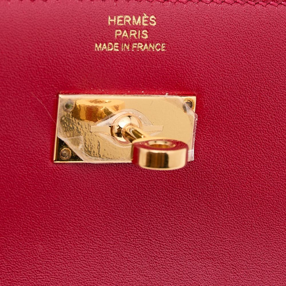Hermes Rouge Vif Tadelakt Leather Kelly Depliant Medium Wallet 1