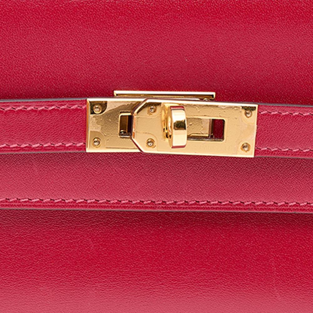 Hermes Rouge Vif Tadelakt Leather Kelly Depliant Medium Wallet 3
