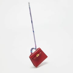 Hermès Rouge Vif Tadelakt Leather Mini Kelly Twilly Bag