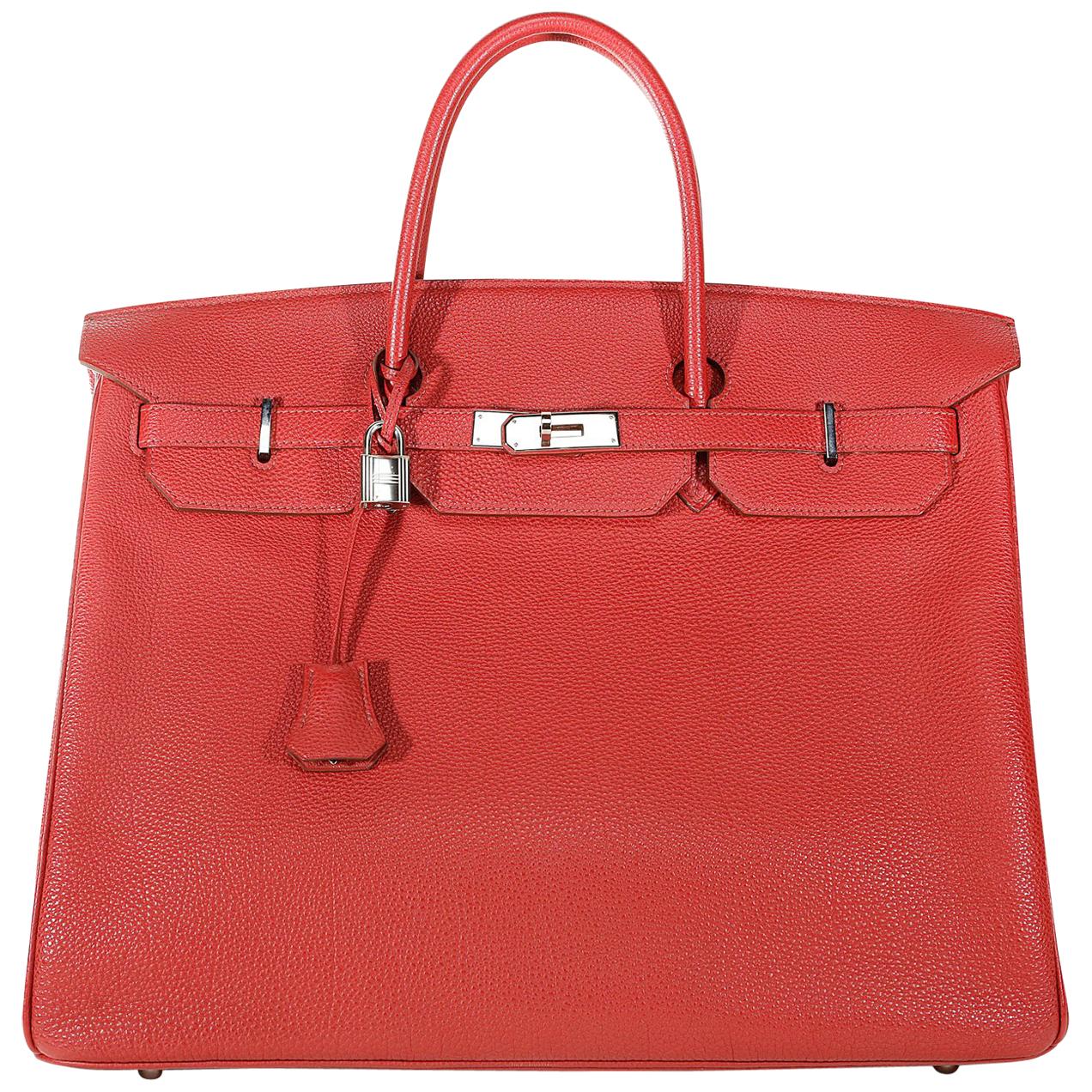 Hermès Rouge VIF Togo 40 cm Birkin Bag