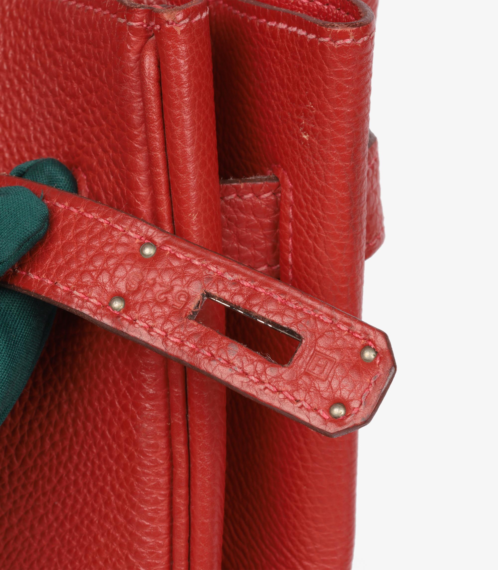 Hermès Rouge Vif Togo Leather Birkin 35cm Retourne For Sale 5