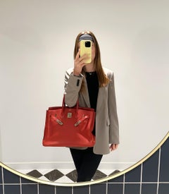 Hermès Rouge Vif Togo Leather Birkin 35cm Retourne