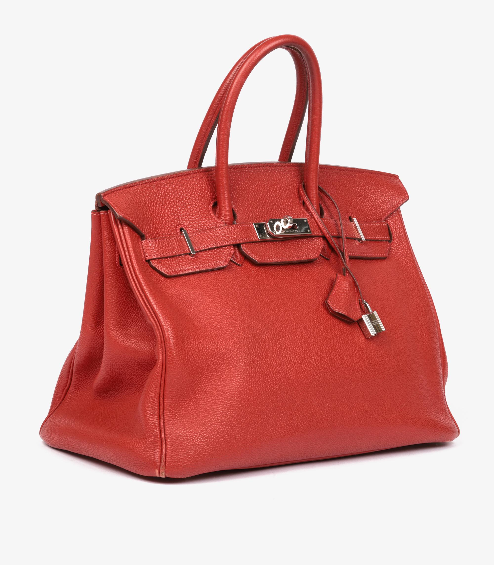 Red Hermès Rouge Vif Togo Leather Birkin 35cm Retourne For Sale