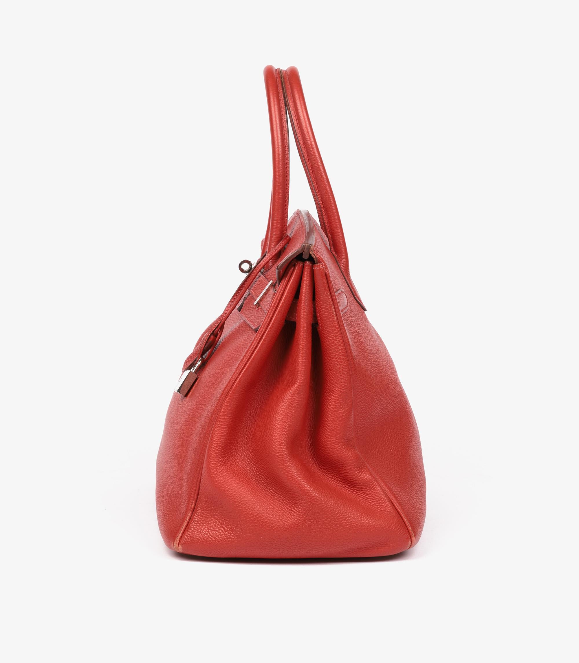 Hermès Rouge Vif Togo Leather Birkin 35cm Retourne For Sale 1