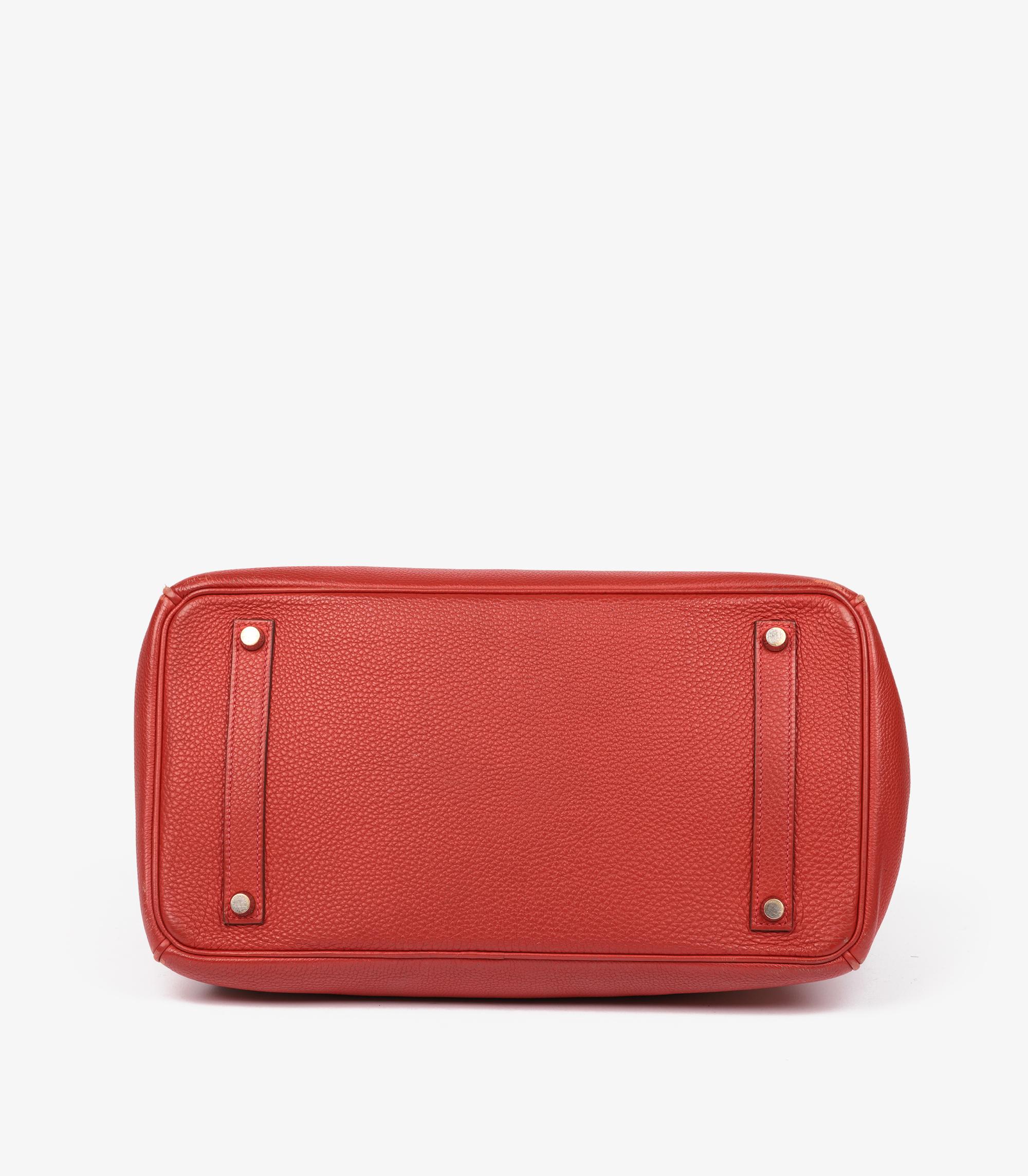 Hermès Rouge Vif Togo Leather Birkin 35cm Retourne For Sale 2