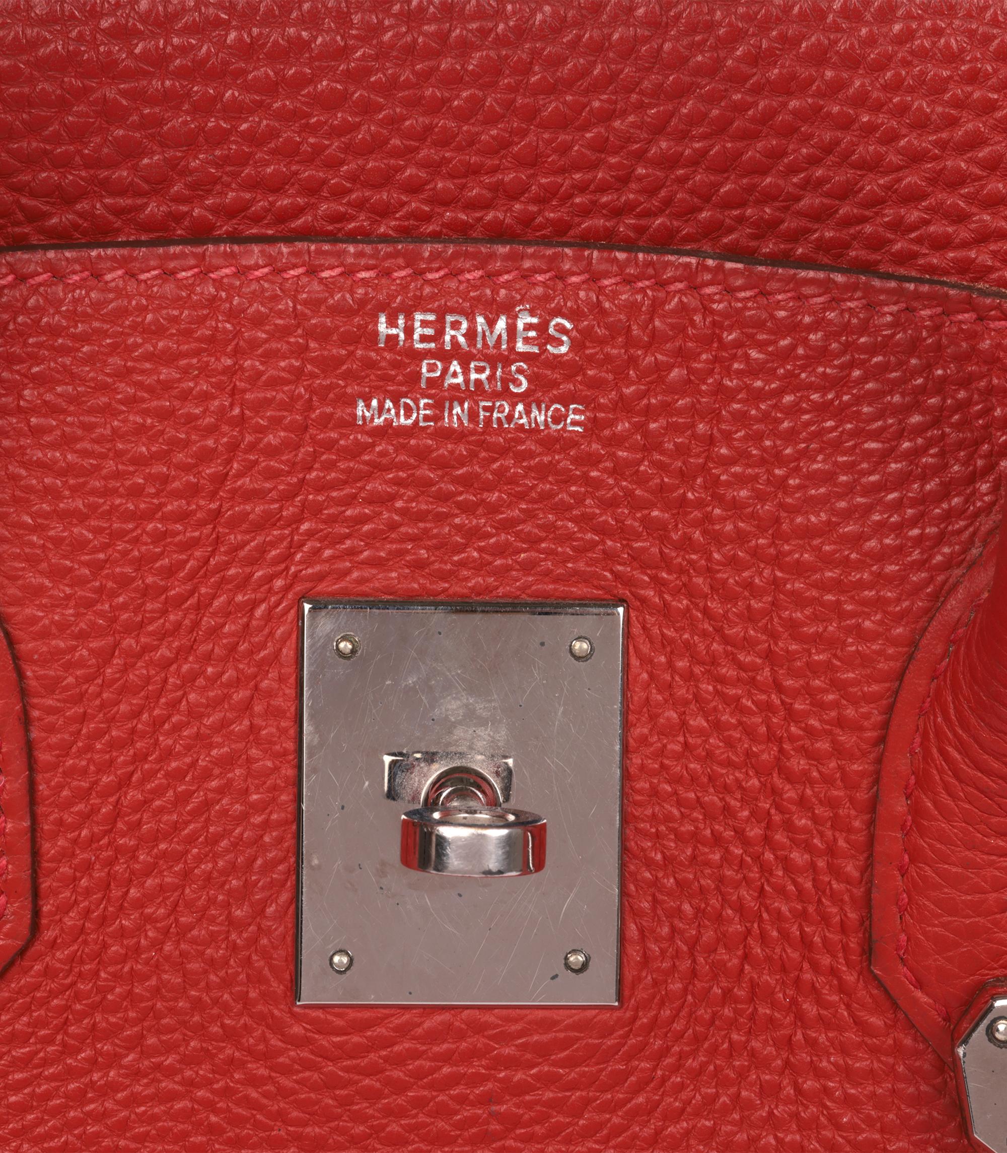 Hermès Rouge Vif Togo Leather Birkin 35cm Retourne For Sale 4