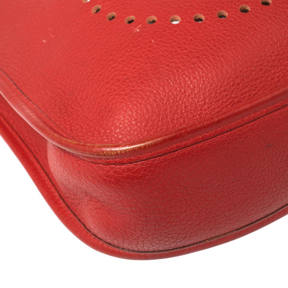 Hermes Rouge Vif Togo Leather Evelyne I PM Bag 5