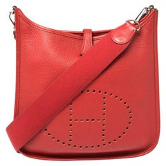 Hermes Rouge Vif Togo Leather Evelyne I PM Bag