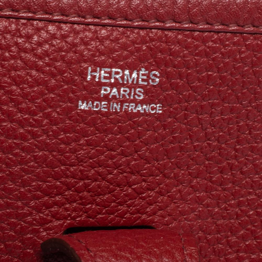 Hermes Rouge Vif Togo Leather Evelyne III PM Bag 6
