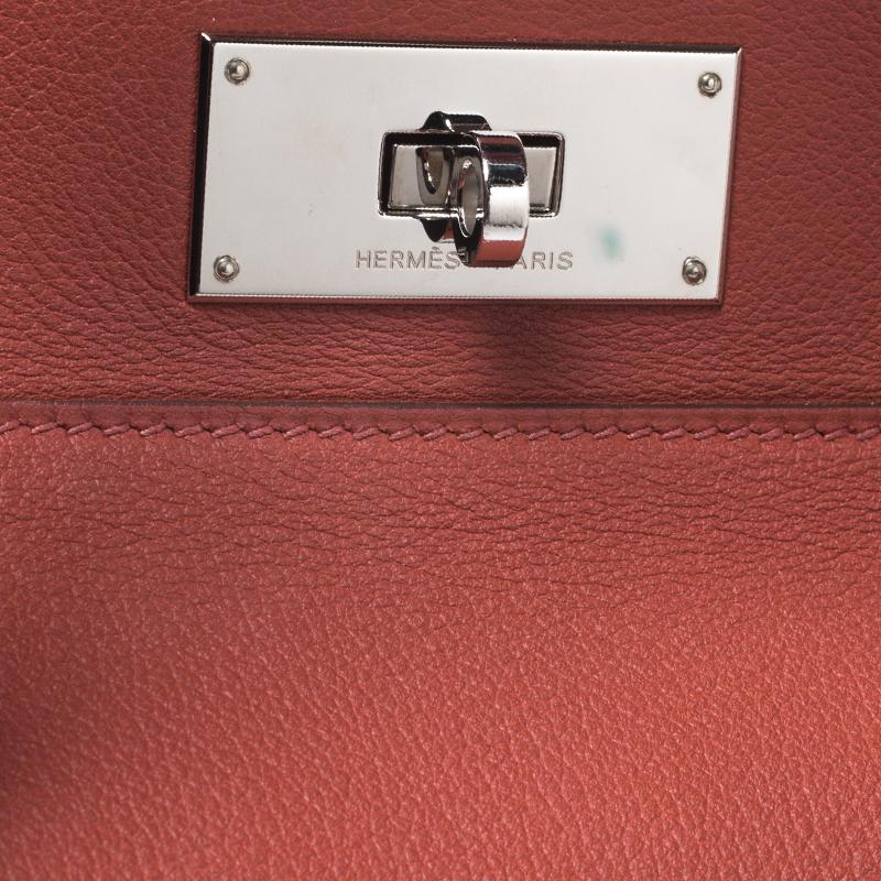 Hermes Rouge Vinitienne Ever Color Leather Palladium Toolbox 26 Bag In Good Condition In Dubai, Al Qouz 2