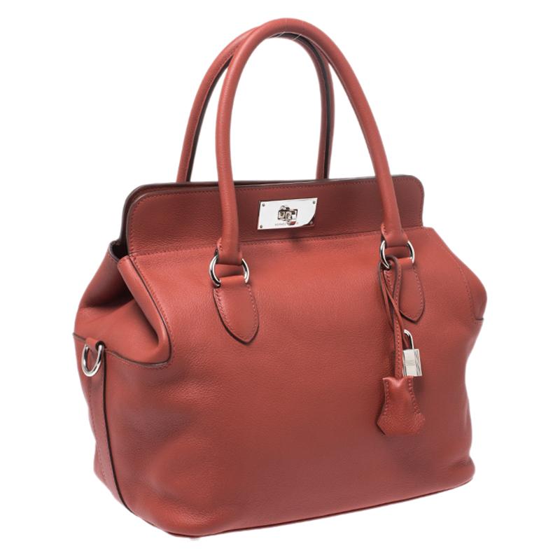 Women's Hermes Rouge Vinitienne Ever Color Leather Palladium Toolbox 26 Bag