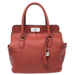 Hermes Rouge Vinitienne Ever Color Leather Palladium Toolbox 26 Bag