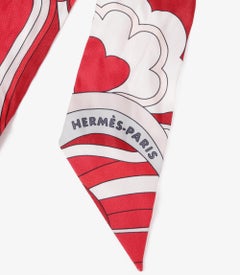 Hermès Rouge, White & Bordeaux Faubourg Rainbow Silk Twilly